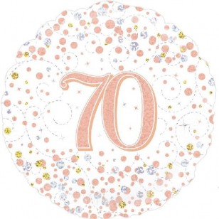 Sparkling Fizz Rose Gold 70th Birthday Balloon